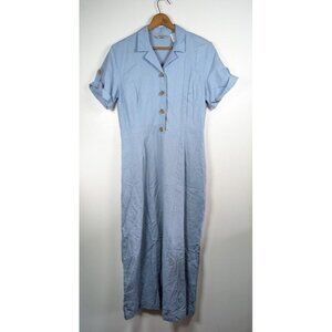 Vintage 80s Orvis Maxi Dress Size 14 USA Made Linen Cottagecore Prairie Boho‎